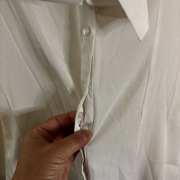 White Button Down Blouse with Bow Tie - Picture 5 of 9